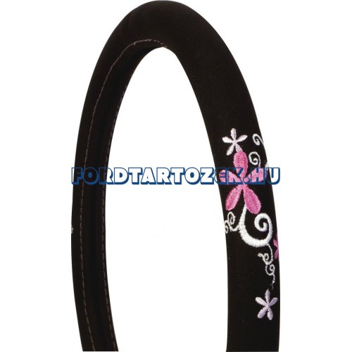 Kormányvédő virágmintás, fekete